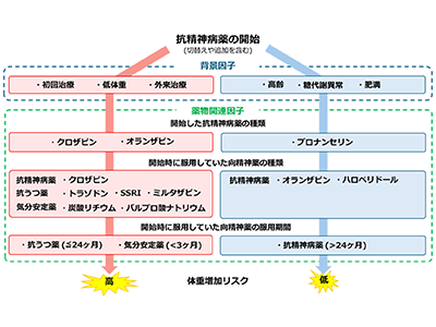 「抗精神病薬による体重増加」に関わる薬剤・併用薬・背景を同定－北大病院ほか